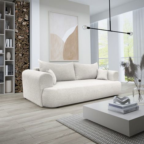 Sofa Schlafsofa 3-Sitzer ANIKE Stoff Now or Never Creme (1/4)