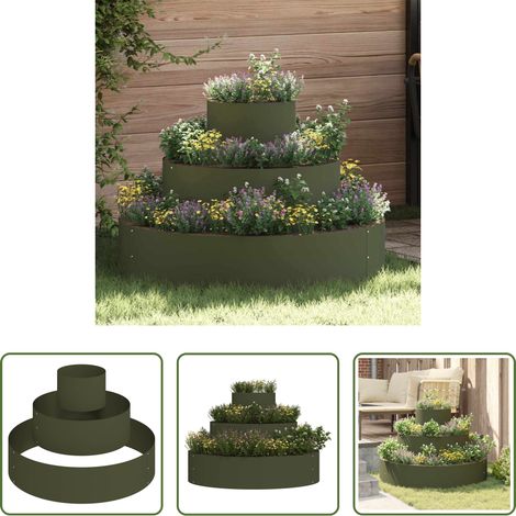 Metallgartenpflanzer - Garten-Pflanzgefäß Olive Grün 90 x 90 x 20 cm (1/5)