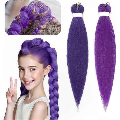 Lila, vorgedehnter Zopf für Kinderhaarverlängerungen, Anime-Cosplay-Kostümzubehör, Halloween-Partydekoration (1/5)