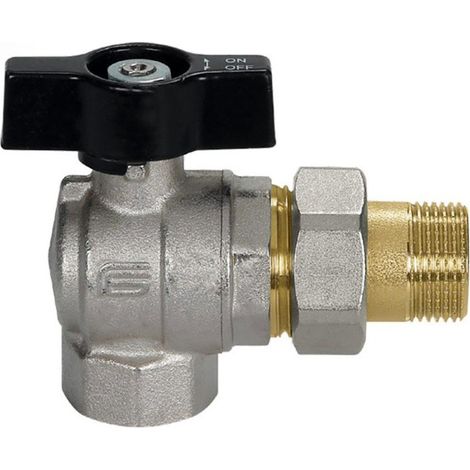 Valvola a sfera a squadra per collettore 3/4" dn 20 pn 40