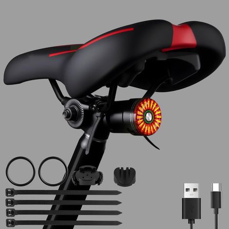 Feu Arrière Vélo Intelligent, Interrupteur Automatique, Détection de Freinage, USB Rechargeable Lampe Arriere Velo, Etanche IP65, 5 Modes pour Vélos, VTT, Trottinettes, Vélos pour Enfants (1/5)