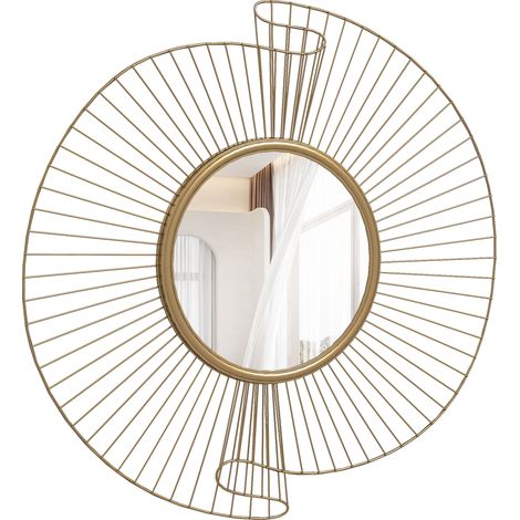 HOMCOM Specchio da Muro Rotondo Decorativo in Metallo 60x60 cm Oro