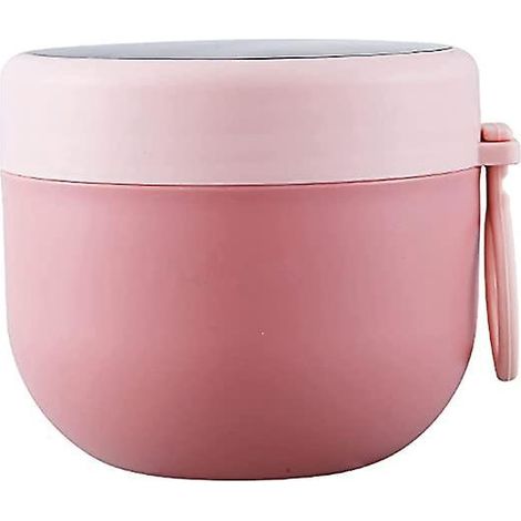 tasse De Petit-djeuner Assortie (rose) Tasse De Yaourt Tanche Avec Cuillre Pratique Portable Tasse De Petit-djeuner Assortie 600 Ml Bote De Collat (1/5)