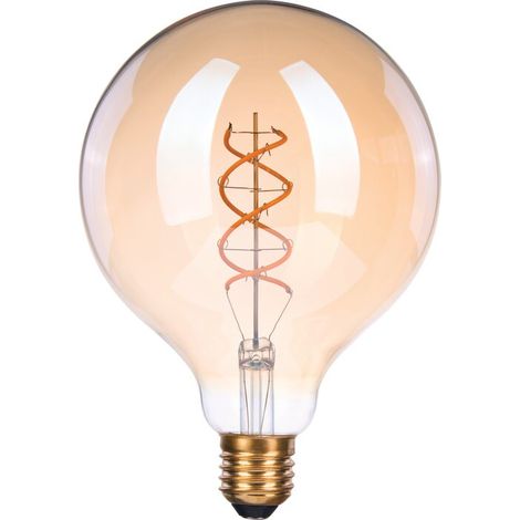 Ampoule LED globe à filament ondulé déco - Xxcell - E27 - 5 W - 380 lm - 2100 K - D. 125 mm - Ambrée