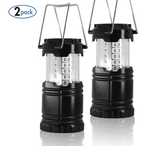 2 Lampes de camping LED pliables, étanches IPX4, poignées métalliques, éclairage extérieur pour randonnée, pêche, jardin (1/5)