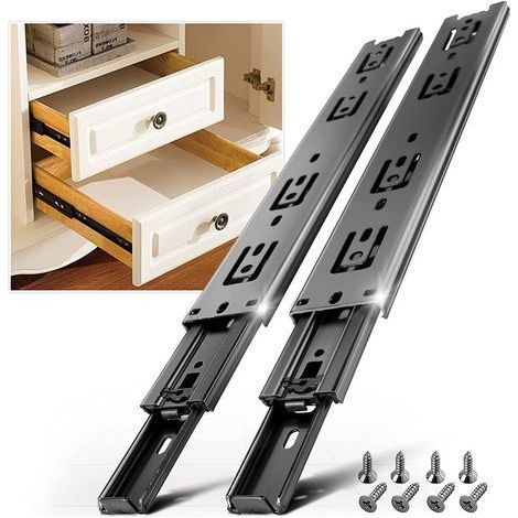 AOLISHENG Glissière de tiroir, capacité de charge jusqu'à 45 KG, avec roulement à billes 200 mm Extension, 1 Paire (2 pièces) (1/4)