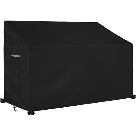 Housse Banc de Jardin 2 Places Imperméable Housse de Protection Banc Extérieur avec Aérations, Résistant au Vent, Anti-UV Tissu Oxford 420D Bache Canapé de Jardin (134x66x63/89cm) - Noir (1/5)