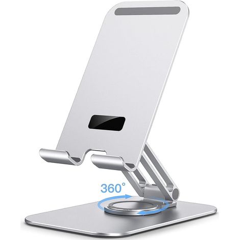 tablette Support, Argent, Support De Bureau Pivotant Rglable Avec Base Rotative  360 Degrs, Berceau Pliable Pour Ipad 10,2/9,7, Ipad Pro 12,9/11, (1/5)