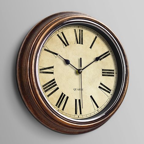 12-Zoll-Wanduhr, batteriebetrieben, geräuschlos, kein Ticken, klassische Vintage-Wanduhr, Dekoration für Büro, Wohnzimmer, Küche, Zuhause (1/4)