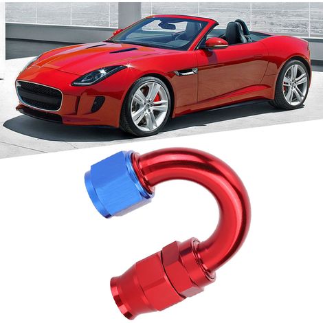 AN10 Aluminiumlegierung Rot Blau Ölleitungs-Endanschlussadapter für PTFE-Kraftstoffschlauch 180° (1/5)