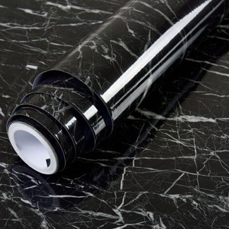 Black Marble Contact Paper, 40cmx300cm Self Adhesive Wallpaper Removable Decorative Paper Film for Office, Kitchen, Countertop, Cabinet, Shelf, Water Resistant Vinyl Sticker (1/5)