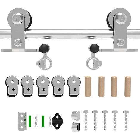 1.8M (6FT) Acier Inoxydable Rail Porte Coulissante, Quincailleri Kit de Rail Pour Porte en Bois Simple