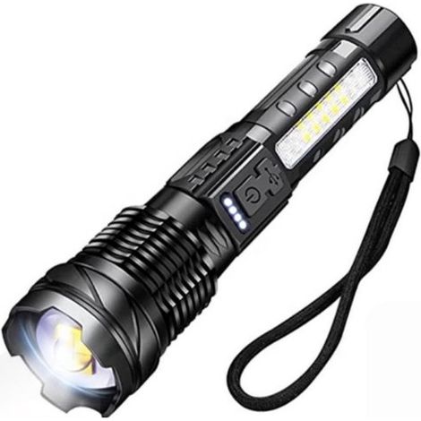Torcia a LED impermeabile ad alte prestazioni. Alta luminosità (10.000 lumen). 5 modalità di illuminazione. Ricaricabile e con funzione zoom. Lunga portata per O (1/5)