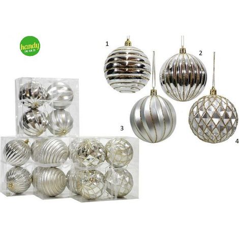 Set 4 sfere natalizie general trade Ø10cm silver