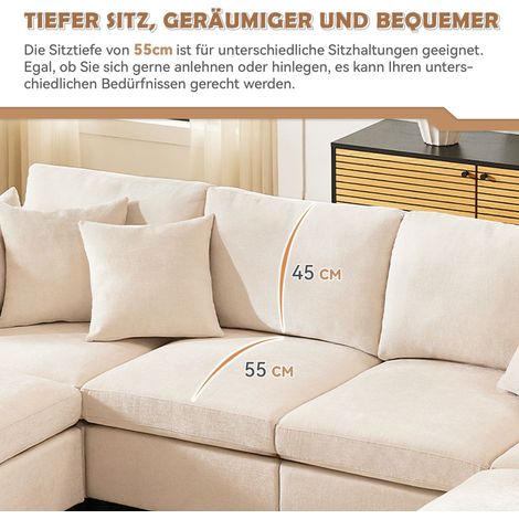 Pouf Hocker aus Chenille in Beige 278 x 161 x 81 cm HOMAIRE (1/5)