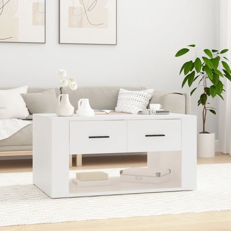 Table Basse de Salon Élégante,Table Canapé Blanc 80x50x40 cm Bois d'ingénierie -FR78795 (1/5)