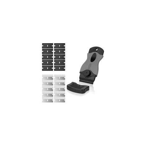 Grattoir pour plaques vitrocéramique – 20 lames interchangeables (métal + plastique), manche ergonomique, compatible tous modèles