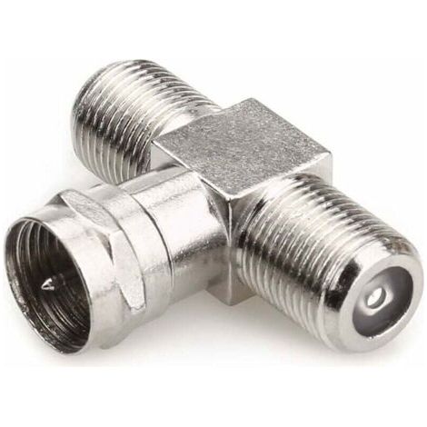 Adaptador divisor de cable coaxial de 3 vías, macho a 2 hembras, para conectores de satélite y cables de antena de TV de interior - Paquete de 2