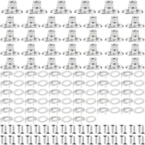 Lot de 34 bouchons à visser pour bâche à œillets ronds, fermeture à vis (1/4)