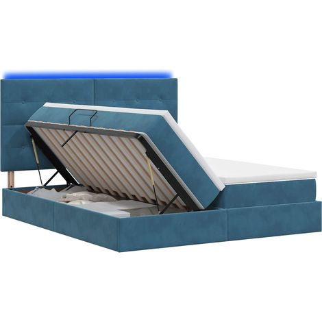 Letto con contenitore LED e materasso Blu Scuro 180 x 200 cm vidaXL (1/5)