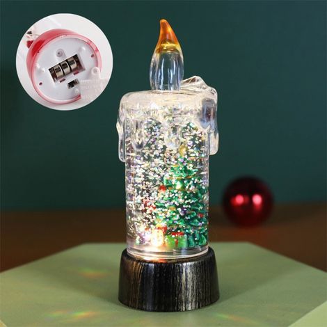 Boule Lumineuse De Noël - Boule À Liquide Avec Paillettes - Arbre De Noël Père Noël Bonhomme De Neige - Lampe De Bureau Festive - 13x5x5 cm - 1 Pièce (1/5)
