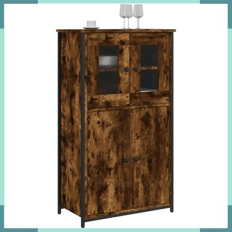 834207 Buffet haut chêne fumé 62x32x106,5 cm bois d'ingénierie (1/5)