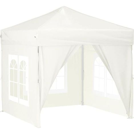 Tente pliante de réception, parois blanc cassé, 2 x 2 mètres (1/5)