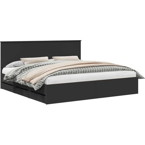 Maison Exclusive - Bettrahmen mit Schubladen Schwarz 200 x 200 cm