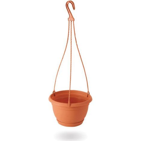 Pot Suspendu - Terre Cuite - Diamètre 24 cm - Hauteur 15 cm - Capacité 3 L - Avec Soucoupe - 1 Pièce