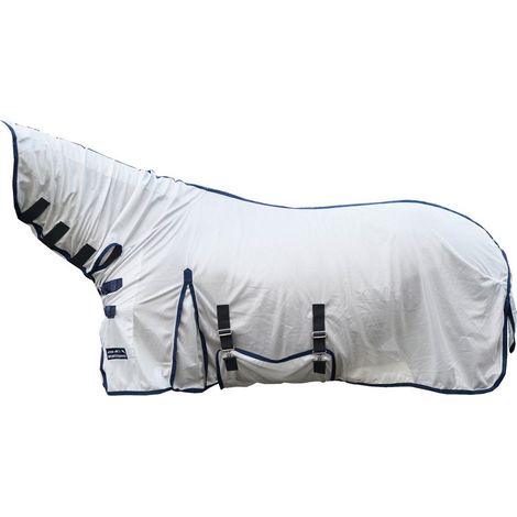 165 cm, Blanc (1200): Couverture anti-mosque lyonnaise avec encolure
