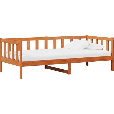 Tag-Bett mit Matratze Wachsbraun und Weiß 90 x 200 cm vidaXL (1/5)