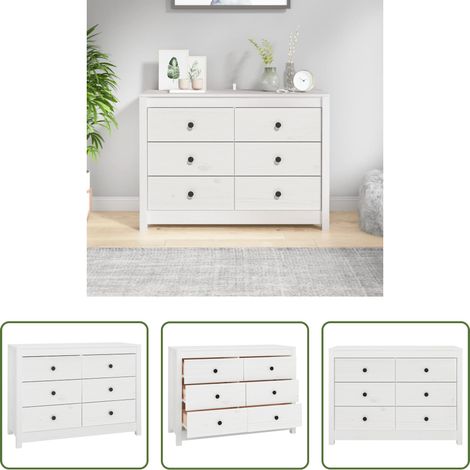 vidaXL Holzbeistellschrank - Beistellschrank Weiß 100x40x72 cm Massivholz Kiefer (1/5)