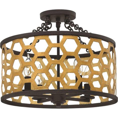 Deckenleuchte Designlampe Wohnzimmerleuchte Stahl Glas D 40,6 cm 4 Flammig (1/5)