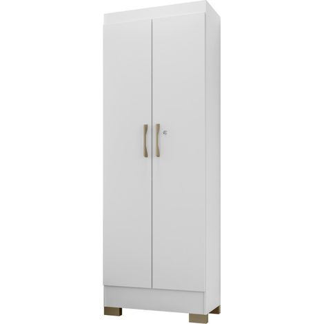 Armoire Multifonctions Blanche 2 portes 5 Niches L 63 H 180 P 35 cm