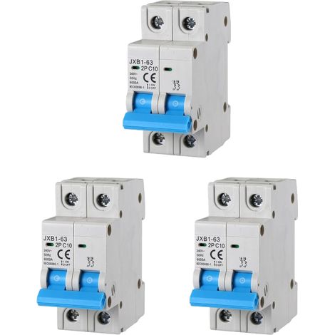 gloca 3er-Set Sicherungsautomaten 2P 10A 220V 6KA 2 DIN C10 Module