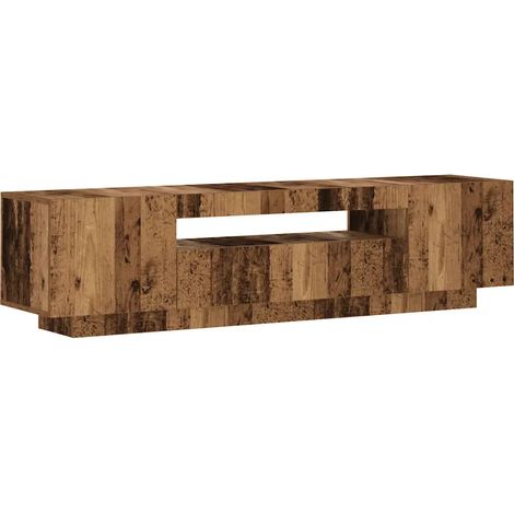 Meuble TV flottant avec lumières LED 160 x 35 x 40 cm pratique tendance en bois d'ingénierie vieux bois (1/5)