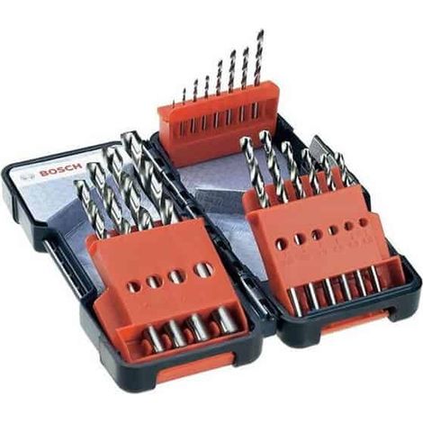Bosch – Coffret de 18 forets HSS-G pour métaux – 135° affûtés – Convient pour acier, fonte grise, métaux non ferreux – 2607019578
