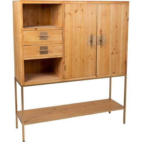 Aparador de madera y metal marrón 120x37,5x139,5