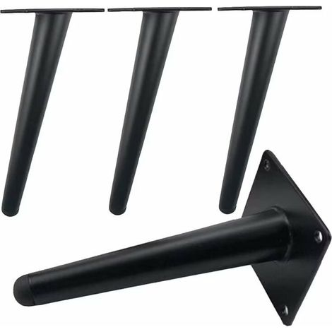 Stück schräge Tischbeine, Schrankbeine aus Metall, kegelförmige Möbelbeine, schwarz, 10 cm Höhe, rutschfeste, geräuschlose Basis für Sofas, Tische und andere Möbel (1/5)