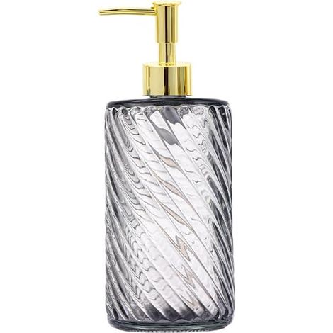 Distributeur de savon en verre gris avec pompe en plastique antirouille, pompe de 500 ml, distributeur de lotion pour shampoing liquide, distributeur de liquide vaisselle pour salle de bain (1/4)