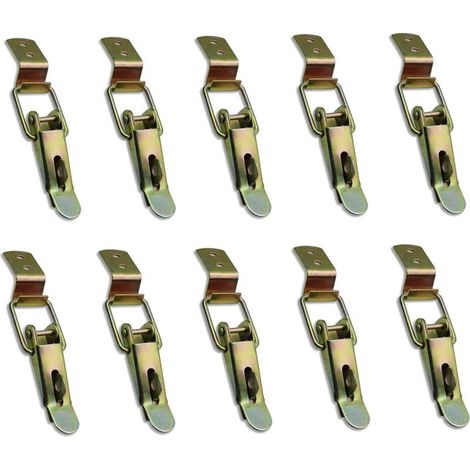 10pcs Closed Lever and Hook Toggle Latch for Drawer Lever Lock Toolbox Cabinet Cupboard Box (Galvanized Yellow)