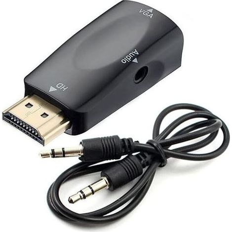 Lntyq Convertisseur HDMI vers VGA - Câble audio - Résolution vidéo - Adaptateur compact avec transmission audio - Jack 3,5 mm (1/5)