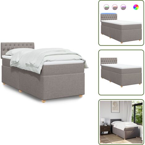 Taschenfederkern - vidaXL Boxspringbett mit Matratze Taupe 80x200 cm Stoff - Weiches Bett (1/5)