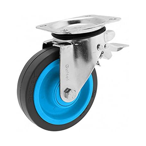 Roulette pivotante à blocage sur platine roue Résilex® pour charges lourdes - Maxiroll. diamètre 160 mm. charge 400 kg - GUITEL-POINT M