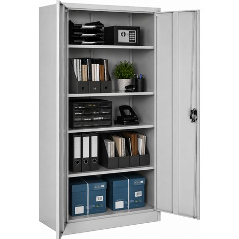 Armadio Archivio da Ufficio in Acciaio con Serratura 180x90x40 cm Grigio Default Title (1/5)