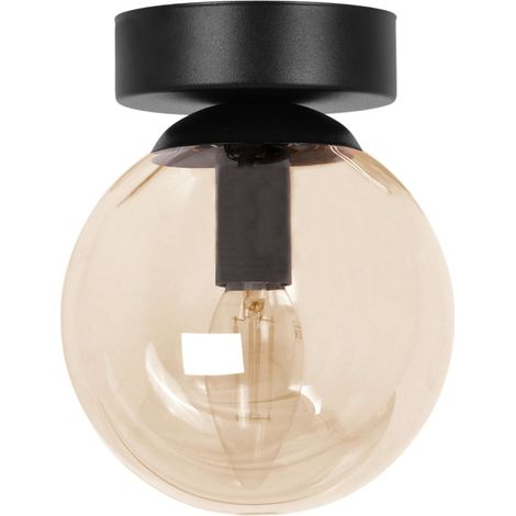 Plafonnier noir globe verre ambre PIRO E14 K-5366 Kaja (1/3)