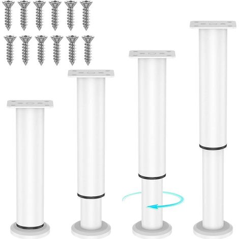Verstellbare Schrankbeine, 4er-Set, Metall, verstellbare Möbelbeine, Tischbeine, 7,08–13 Zoll, Metall-Möbelfüße, Möbelbeine für vier Sitze, Weiß