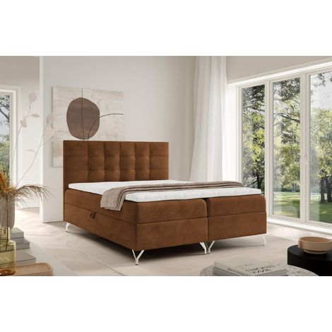 Boxspringbett Schlafzimmerbett CANDELA 160x220cm Stoff Coral Braun