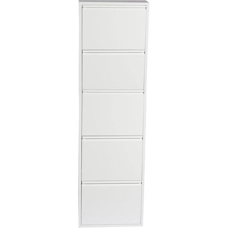 Scarpiera Slim Metallo Bianco 5 Ribalte Salvaspazio Prof. 15 cm (1/4)