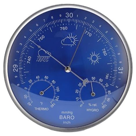 Hygromètre Baromètre Thermomètre Suspendu 3 en 1 Toute Saison Instrument Temps Précis Bleu 180 Mm (1/5)